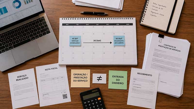 Diferença entre data do serviço e pagamento para emissão da nota fiscal