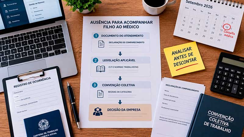 Regras para falta de funcionário que acompanha filho ao médico