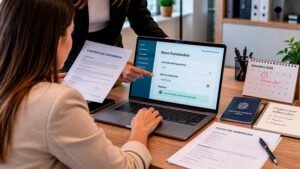 Contadora orientando sobre contrato de experiência de funcionário